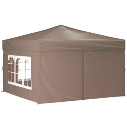 Berkfield Home Folding Party Tent with Sidewalls Taupe 3x3 m in Beige - thumbnail 2