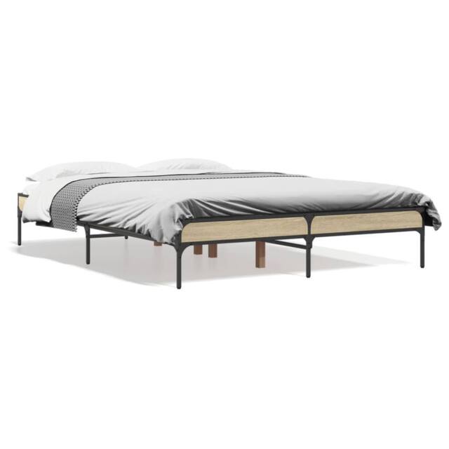 Berkfield Home Bed Frame without Mattress Sonoma Oak 120x200 cm in Light Tan - Size: Small Double - image 1