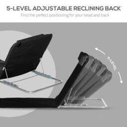 OUTSUNNY 2 Pieces Outdoor Beach Mat Steel Reclining Chair Set w/ Pillow in Black - thumbnail 6