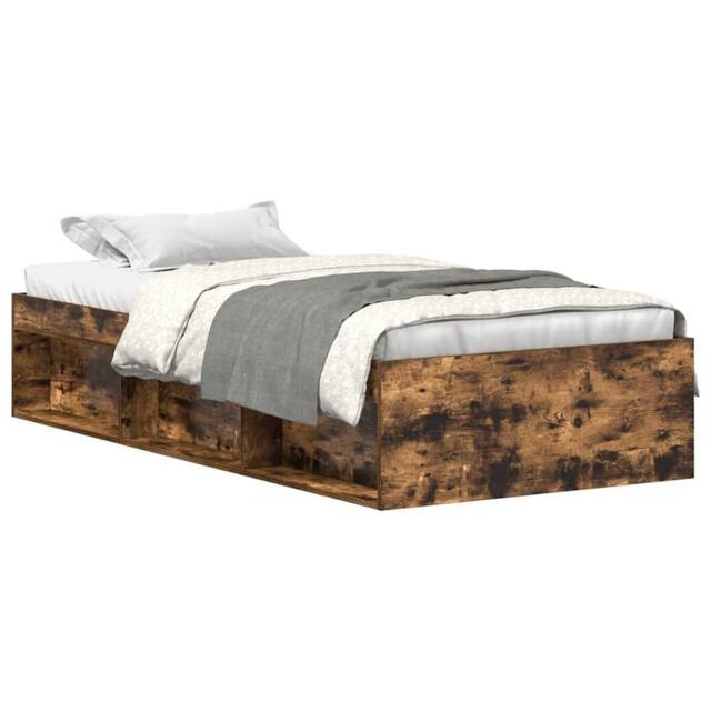 Berkfield Home Bed Frame Smoked Oak 90x190 cm Single in Brown - image 1