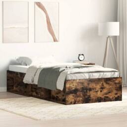 Berkfield Home Bed Frame Smoked Oak 90x190 cm Single in Brown - thumbnail 2