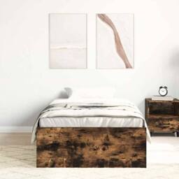 Berkfield Home Bed Frame Smoked Oak 90x190 cm Single in Brown - thumbnail 4
