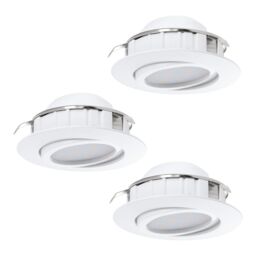 Loops 3 PACK Flush Ceiling Downlight White Adjustable Round Spotlight 6W Built in LED