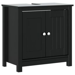 Berkfield Home 3 Piece Bathroom Furniture Set BERG Black Solid Wood Pine - thumbnail 4