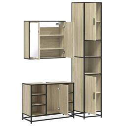 Berkfield Home 3 Piece Bathroom Furniture Set Sonoma Oak Engineered Wood in Brown - thumbnail 8