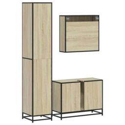 Berkfield Home 3 Piece Bathroom Furniture Set Sonoma Oak Engineered Wood in Brown - thumbnail 7
