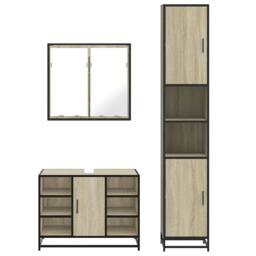 Berkfield Home 3 Piece Bathroom Furniture Set Sonoma Oak Engineered Wood in Brown - thumbnail 5