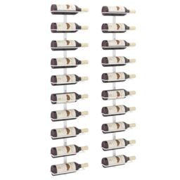 Berkfield Home Wall-mounted Wine Rack for 10 Bottles 2 pcs White Metal - thumbnail 3