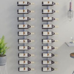 Berkfield Home Wall-mounted Wine Rack for 10 Bottles 2 pcs White Metal - thumbnail 1