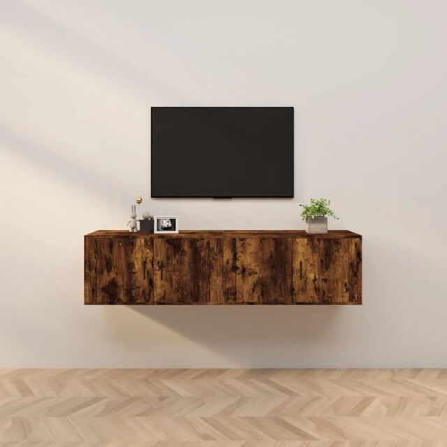 Berkfield Home Wall-mounted TV Cabinets 2 pcs Smoked Oak 80x34.5x40 cm in Brown - image 1