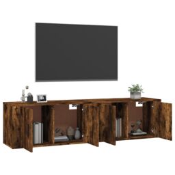 Berkfield Home Wall-mounted TV Cabinets 2 pcs Smoked Oak 80x34.5x40 cm in Brown - thumbnail 3