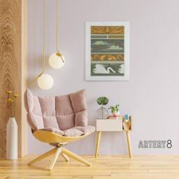 "Artery8 Birds Bats Squirrels Swans Canvas Wall Art Print Verneuil in Green - Size: W18"" x H24""" - thumbnail 3
