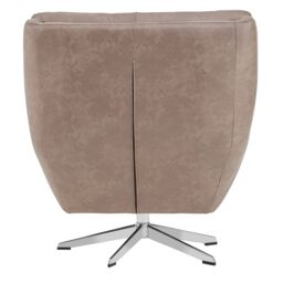 Orsina Faux Brown Leather Armchair With Swivel Base, Accent Chair With Button Tufted Backrest, Metallic Reading Seat - thumbnail 5