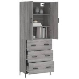 Berkfield Home Highboard Grey Sonoma 69.5x34x180 cm Engineered Wood - thumbnail 3