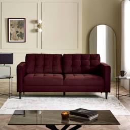 FurnitureboxUK Jade 3-Seater Soft Touch Velvet Sofa With Solid Wood Frame in Maroon - thumbnail 2