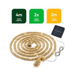 Gardenwize Pack of 2 4 m Decorative Solar Rope Lights for Garden in Beige - thumbnail 2