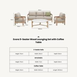 Royalcraft EVORA 5-Seater Wood Lounging Set with Coffee Table in Beige - thumbnail 6