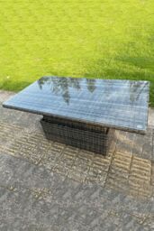 Fimous PE Wicker Rattan Garden Furniture Lifting Adjustable Rising Dining or Coffee Table in Dark Grey - thumbnail 2