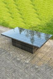 Fimous PE Wicker Rattan Garden Furniture Lifting Adjustable Rising Dining or Coffee Table in Dark Grey - thumbnail 3