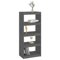 Berkfield Home Book Cabinet/Room Divider Grey 60x30x135.5 cm Solid Wood Pine - thumbnail 4