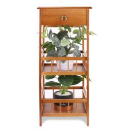 VOGREX 3-Tier Side Table Drawer Telephone Lamp Plant Stand Hall Sofa Rack in Light Brown - thumbnail 3