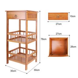 VOGREX 3-Tier Side Table Drawer Telephone Lamp Plant Stand Hall Sofa Rack in Light Brown - thumbnail 2
