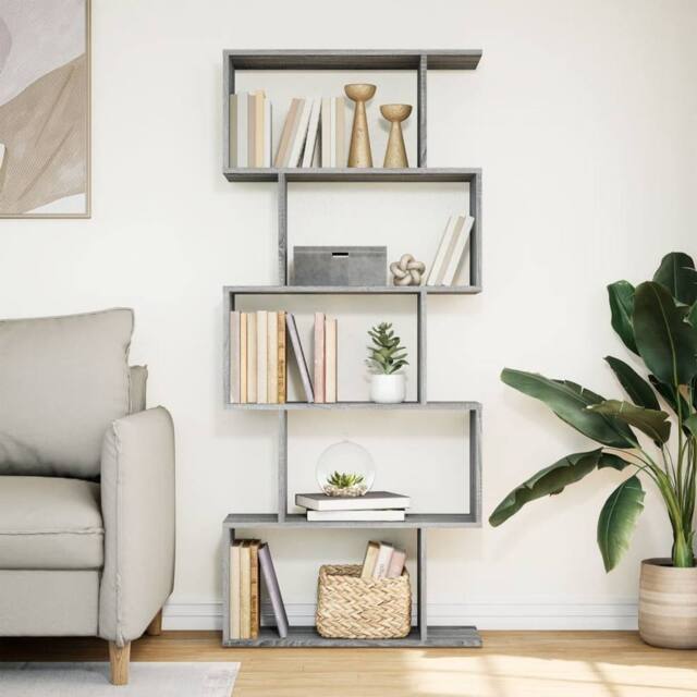 Berkfield Home Room Divider Bookcase 5-Tier Grey Sonoma 70x24x161 cm Engineered Wood - Size: 70 x 24 x 161 cm - image 1