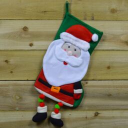 Samuel Alexander 40cm Christmas Stocking Hanging Decoration in 3D Santa Design in Red - thumbnail 2