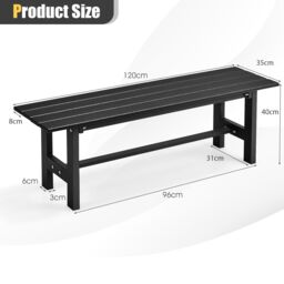 Gymax 2 Person Outdoor Bench Slatted Outdoor Loveseat Waterproof in Black - thumbnail 2