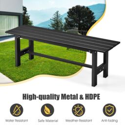 Gymax 2 Person Outdoor Bench Slatted Outdoor Loveseat Waterproof in Black - thumbnail 3