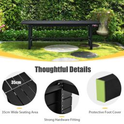 Gymax 2 Person Outdoor Bench Slatted Outdoor Loveseat Waterproof in Black - thumbnail 8