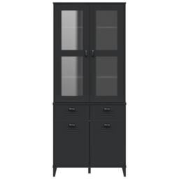 Berkfield Home Highboard VIKEN Black 80x40x190 cm Solid Wood Pine - Size: 80 x 40 x 190 cm - thumbnail 4