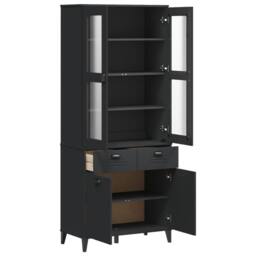 Berkfield Home Highboard VIKEN Black 80x40x190 cm Solid Wood Pine - Size: 80 x 40 x 190 cm - thumbnail 5