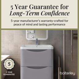 Balterley Floor Standing 2 Drawer Bathroom Vanity Unit & Basin, Grey, 755mm in Grey - thumbnail 4