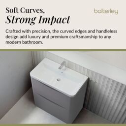 Balterley Floor Standing 2 Drawer Bathroom Vanity Unit & Basin, Grey, 755mm in Grey - thumbnail 6