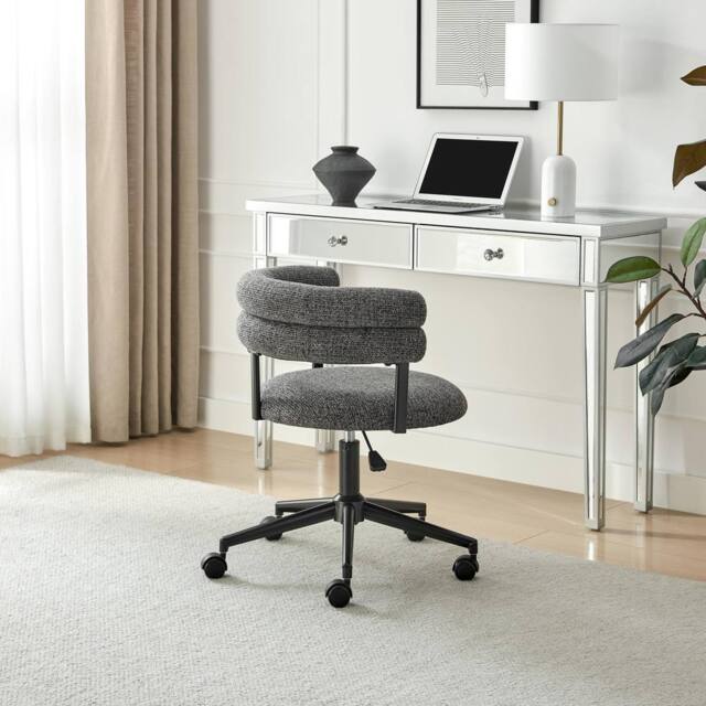 FurnitureboxUK Estelle Charcoal Grey Fabric Swivel Office Chair - image 1