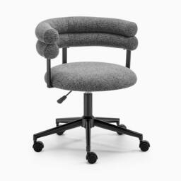 FurnitureboxUK Estelle Charcoal Grey Fabric Swivel Office Chair - thumbnail 3