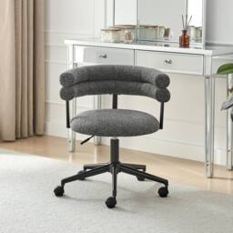 FurnitureboxUK Estelle Charcoal Grey Fabric Swivel Office Chair - thumbnail 2