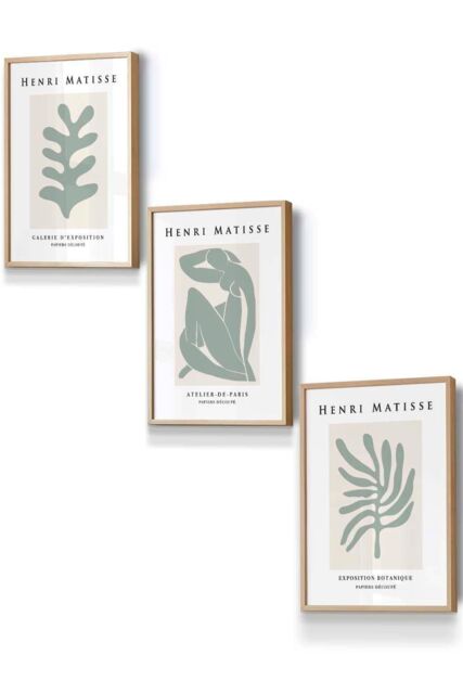 ARTZE Matisse Floral & Nude in Green & Beige Framed Wall Art - Small in Light Oak - Size: W33 cm x H45 cm x D20mm - image 1