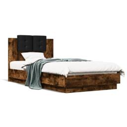 Berkfield Home Durable Bed Frame with LED without Mattress Smoked Oak 75x190 cm in Brown - Size: Small Single - thumbnail 5