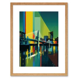"Artery8 Wall Art Print Glasgow Bells Bridge Modern Geometric Cityscape Artwork Framed 9X7 Inch in Beige - Size: W7"" x H9""" - thumbnail 1