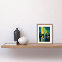 "Artery8 Wall Art Print Glasgow Bells Bridge Modern Geometric Cityscape Artwork Framed 9X7 Inch in Beige - Size: W7"" x H9""" - thumbnail 2