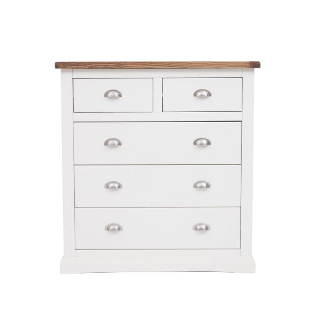 Cabinet Bits Cosenza 5 Drawer Chest of Drawers Chrome Cup Handle in Off-White - image 1