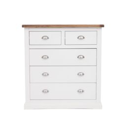 Cabinet Bits Cosenza 5 Drawer Chest of Drawers Chrome Cup Handle in Off-White
