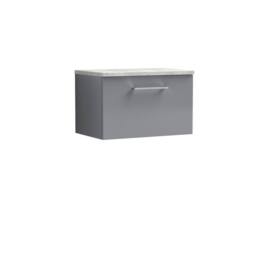 Balterley Level 600mm Wall Hung 1 Drawer Unit with Laminate Worktop - Satin Grey
