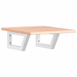 Berkfield Home Elegant Basin Shelf Wall Mounted Steel & Solid Wood Oak in Brown - thumbnail 3