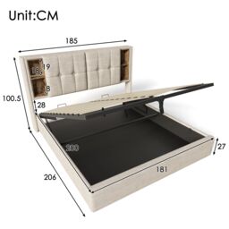 Matteo Super King Bed Frame with Large Storage Space in Cream - thumbnail 2