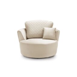 Abakus Direct Chicago Spill-Proof Velvet Swivel Chair in Cream - thumbnail 2
