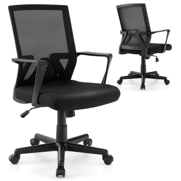 Costway Home Office Chair Ergonomic Desk Chair with Lumbar Support in Black - image 1