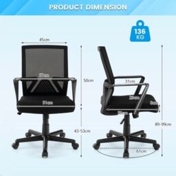 Costway Home Office Chair Ergonomic Desk Chair with Lumbar Support in Black - thumbnail 3